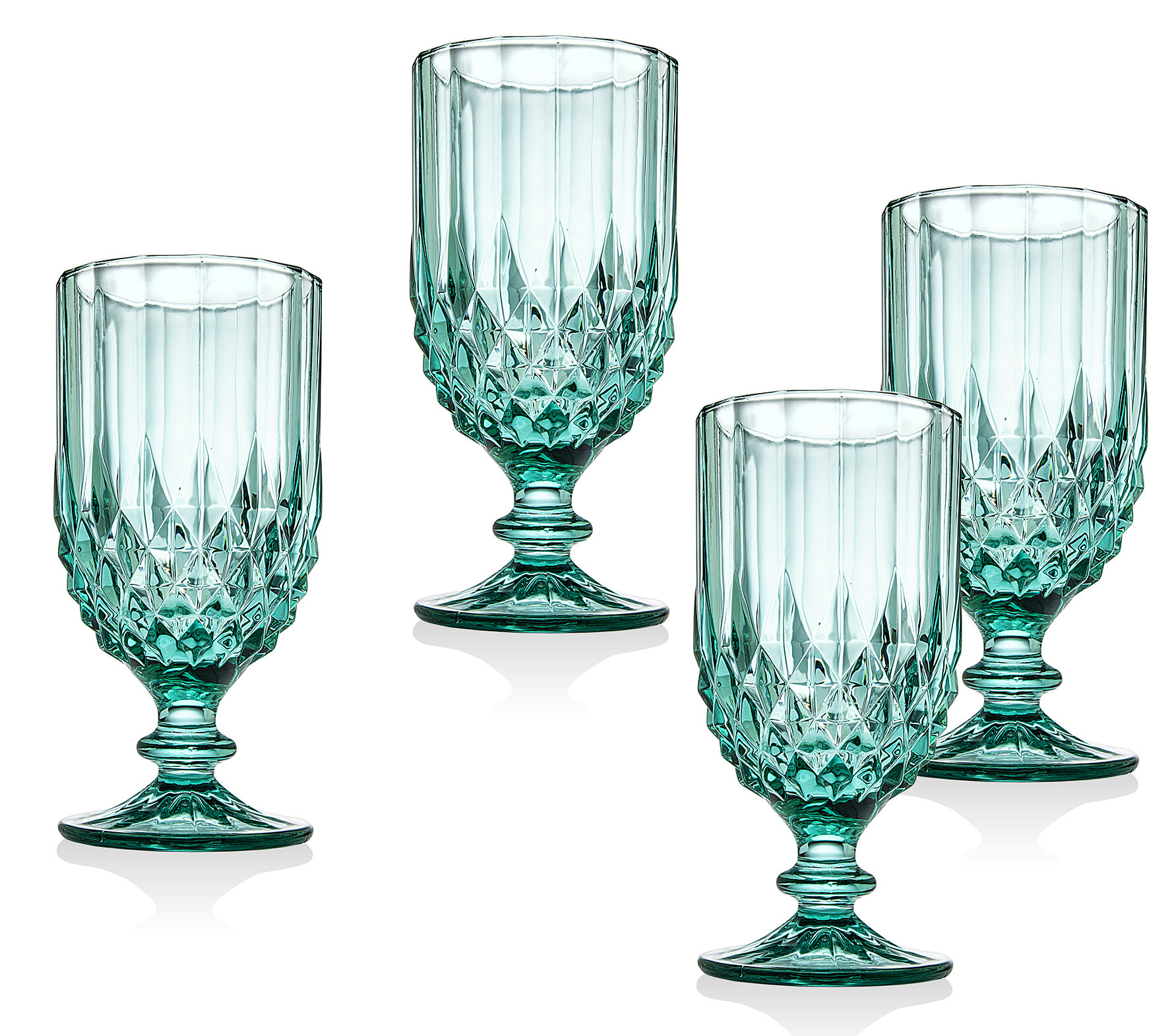Set of 4 Wine Goblet Beverage Glass Cup Alba by Godinger Amethyst