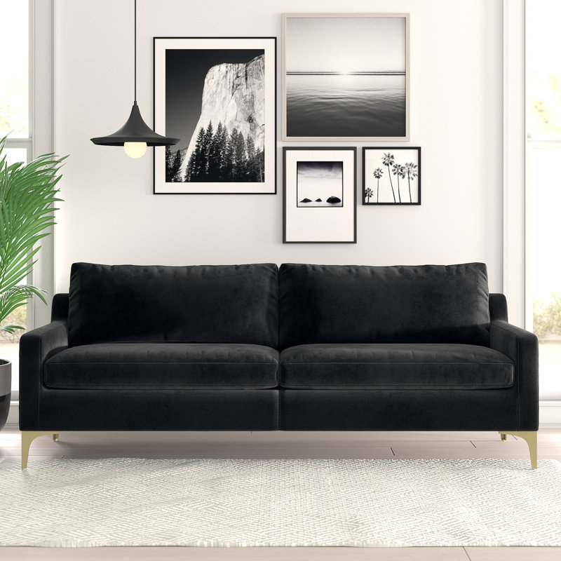 Allmodern 86 Wide Velvet Square Arm Sofa Reviews Wayfair