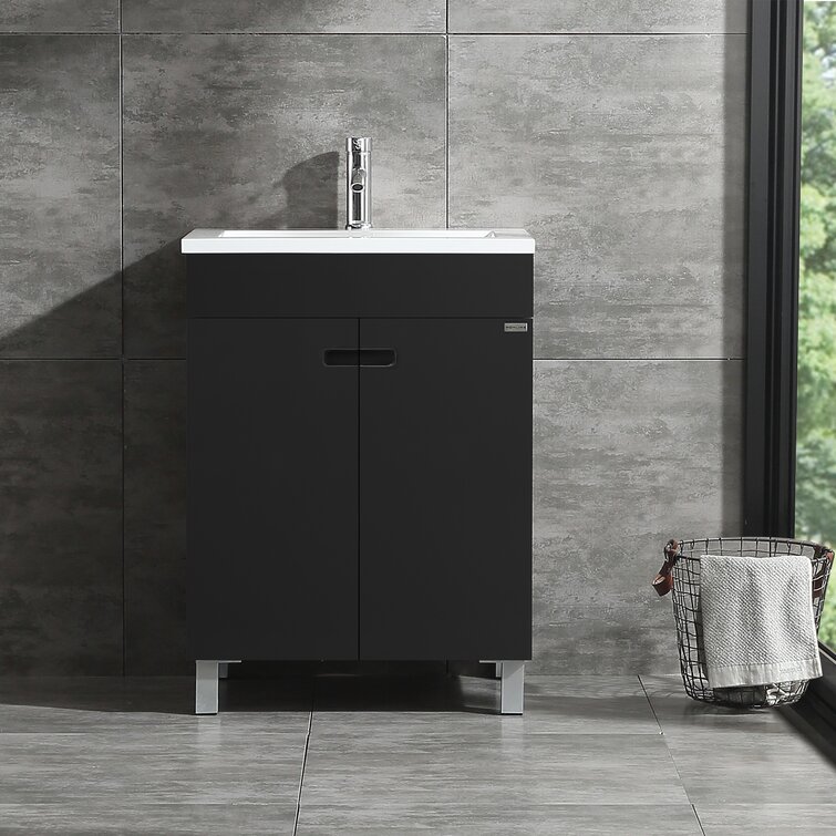 Wonline 24 Black Single Wood Bathroom Vanity Cabinet Reviews Wayfair