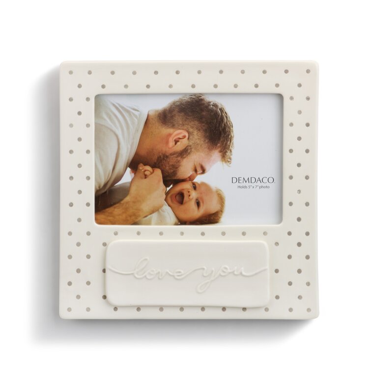 DEMDACO Sweet Baby Gray Heart and Cream 4 x 6 Photo Table Top Frame Holder