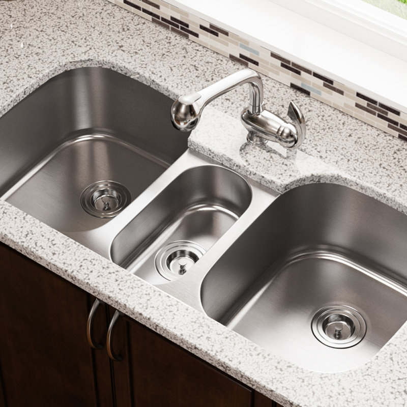 Stainless Steel 43 X 21 Triple Basin Undermount Kitchen Sink With Additional Accessories Reviews Joss Main