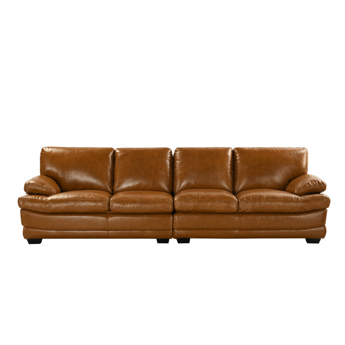 Latitude Run Gueye Overstuffed Leather Sofa Wayfair Ca