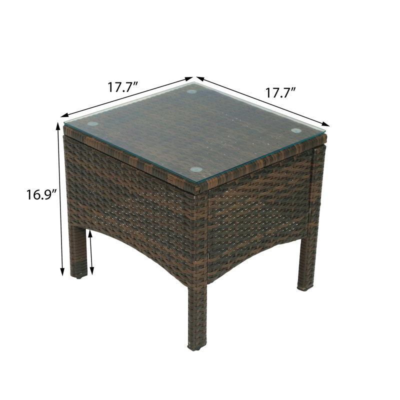 Red Barrel Studio 5 Piece Pe Rattan Wicker Outdoor Patio Furniture Set With Glass Table Wayfair Ca