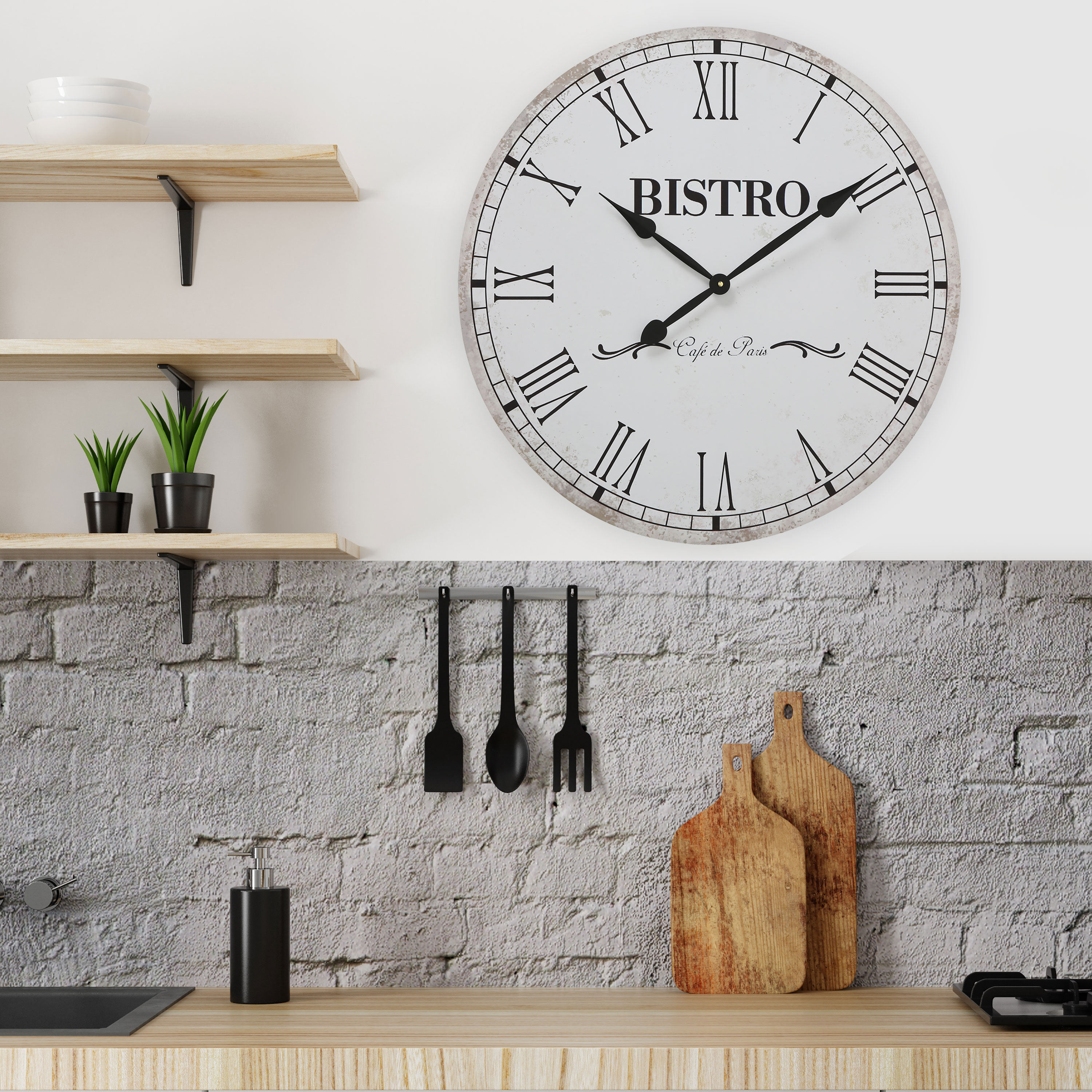 Roman Numerals 9/" x 9/" Paper Clock Dial w//2 Color Floral Corner Designs