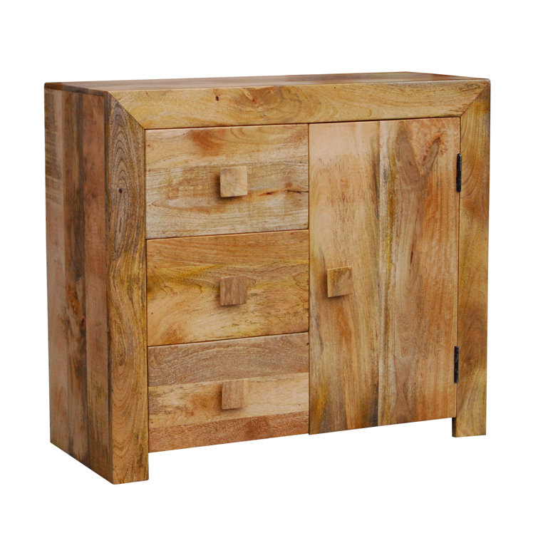 Union Rustic Quinton 85Cm Wide 3 Drawer Mango Solid Wood Sideboard ...