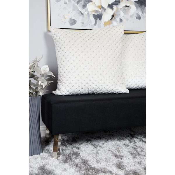 white decorative euro pillow