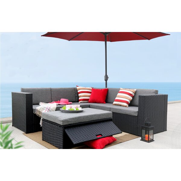 Saltville 4 Piece Rattan Sectional Seating Group with Cushions