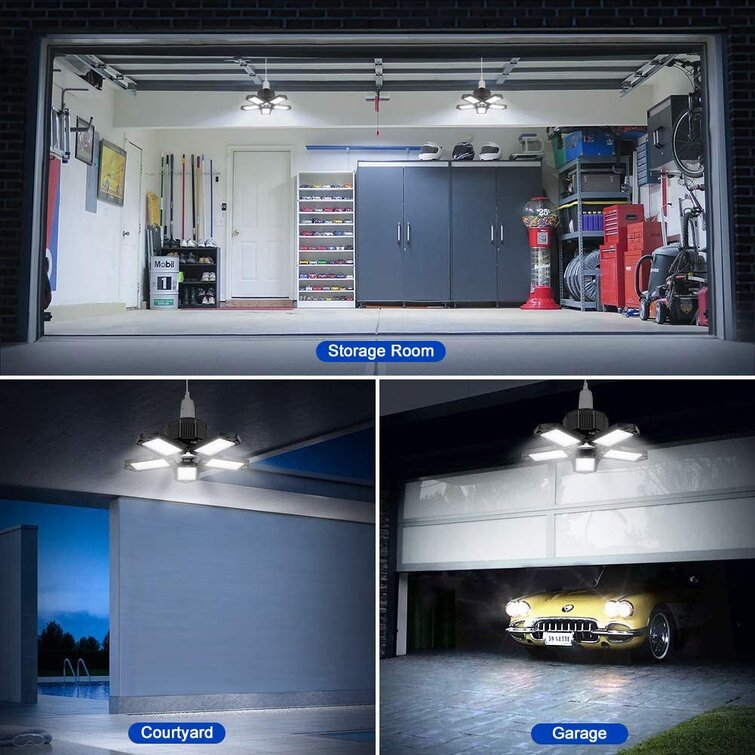 120W E27 E26 Deformable LED Garage Light Bulb Ceiling Fixture Shop Workshop Lamp 
