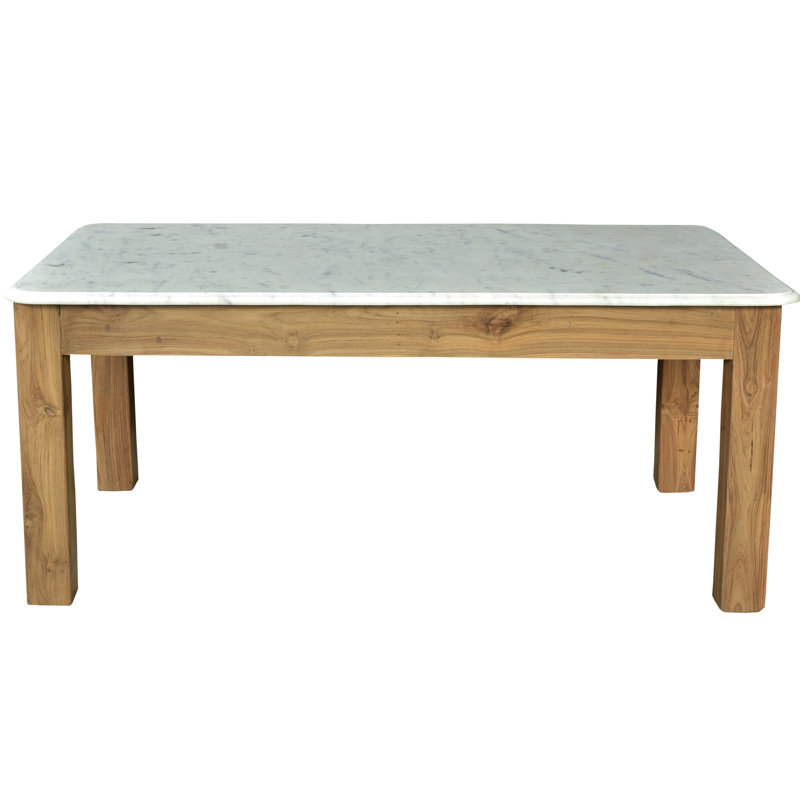 Brayden Studio Easterling Teak/Marble Coffee Table with ...