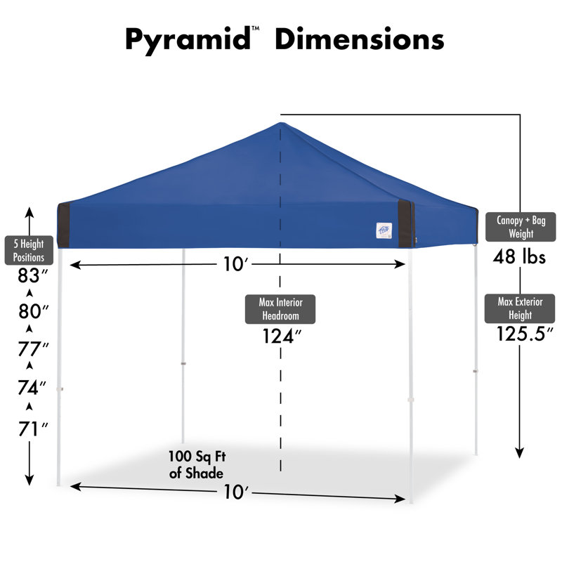 E Z Up Pyramid 10 Ft W X 10 Ft D Steel Pop Up Canopy Reviews Wayfair