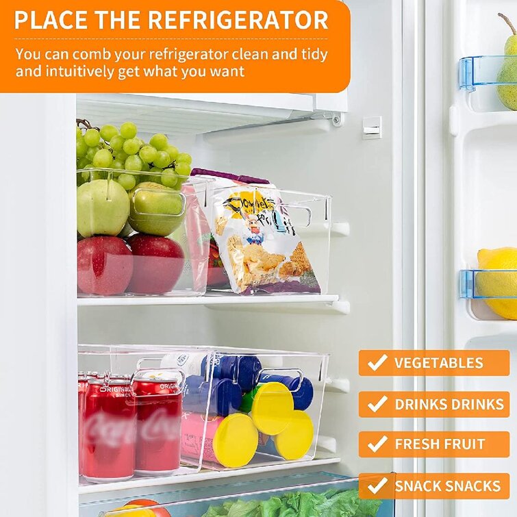 4pcs Under Sliding Refrigerator Freezer Pantry Storage Organizer Bins Container