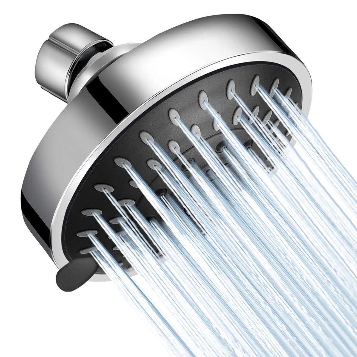 4 Inch High Flow/Pressure Fixed Shower Head 5-Setting Adjustable for Bathroom 