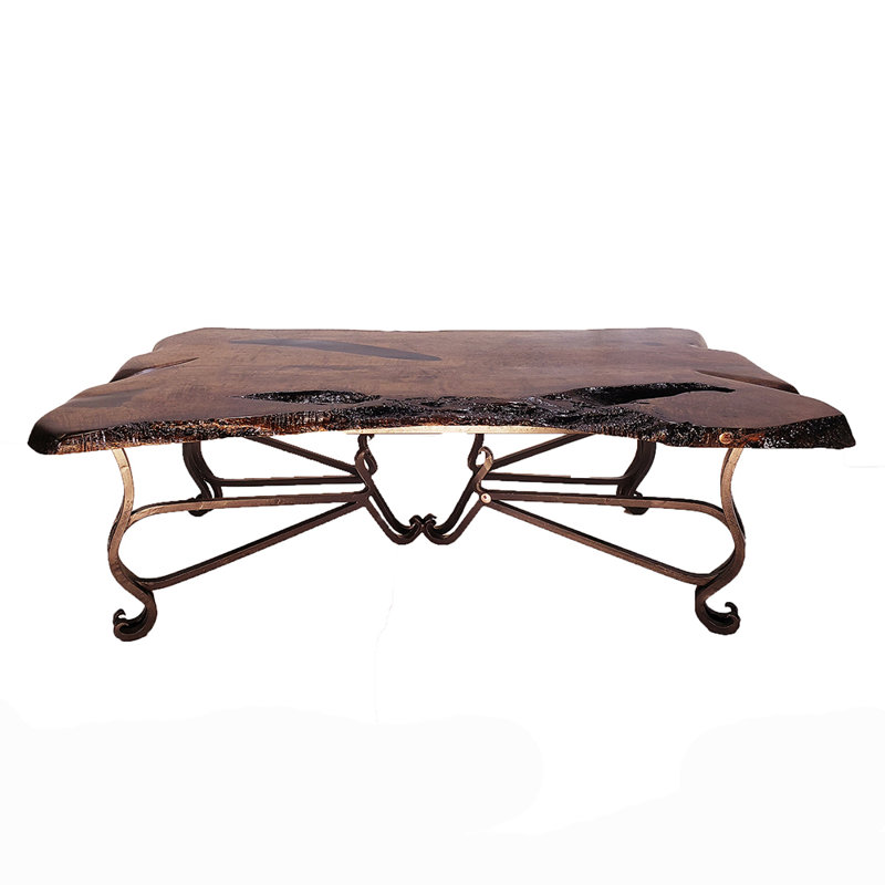 Mexports By Susana Molina Old World Rectangular Coffee Table With A Live Edge Mesquite Wood Top And A Sturdy Wrought Iron Base Wayfair