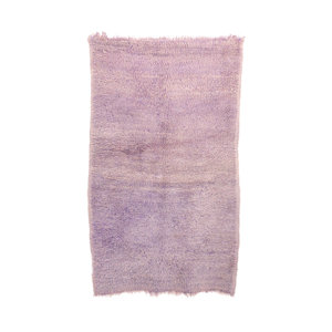 Azilal Vintage Moroccan Hand Knotted Wool Cream/Light Purple Area Rug