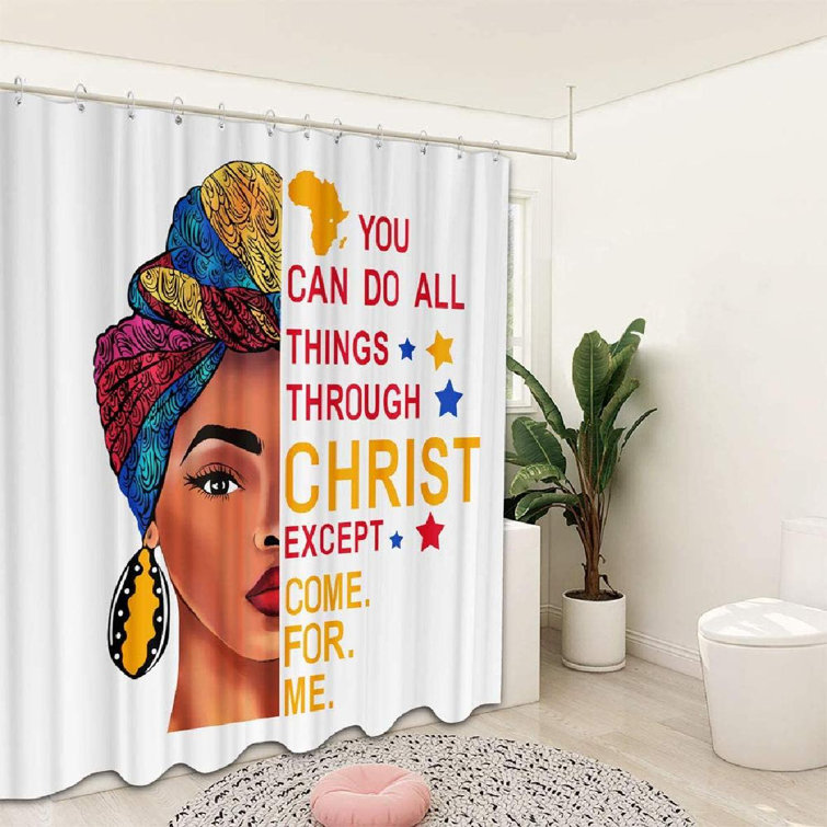 Afro African American Pretty Girl Black Woman Shower Curtain Liner Hook Bathroom 