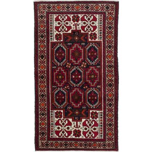 One-of-a-Kind Baluch Hand-Knotted Red/Beige Area Rug