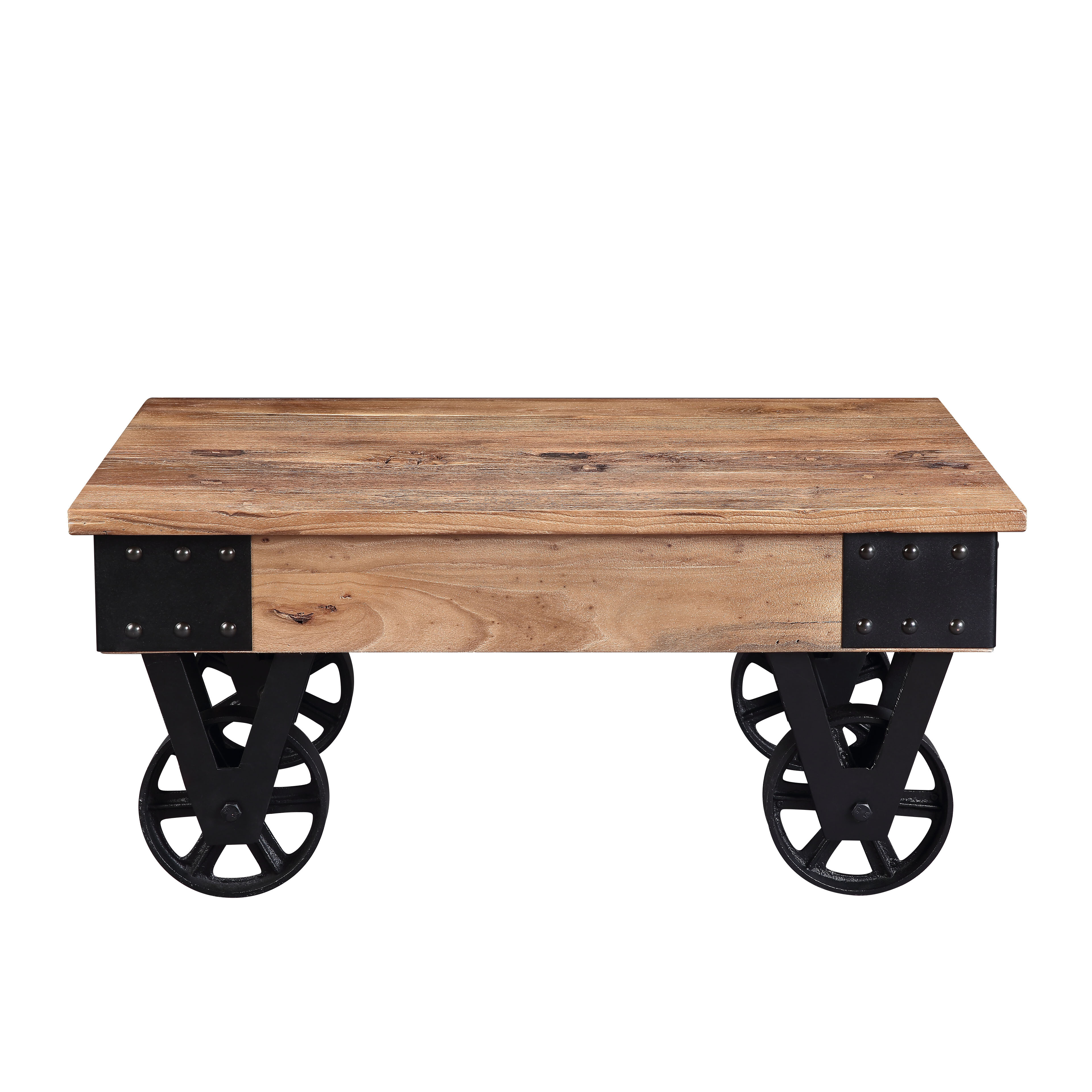 Williston Forge Distressed Coffee Table Recycle Elm With Wheels Wayfair