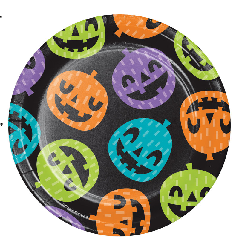 orange and black paper plates