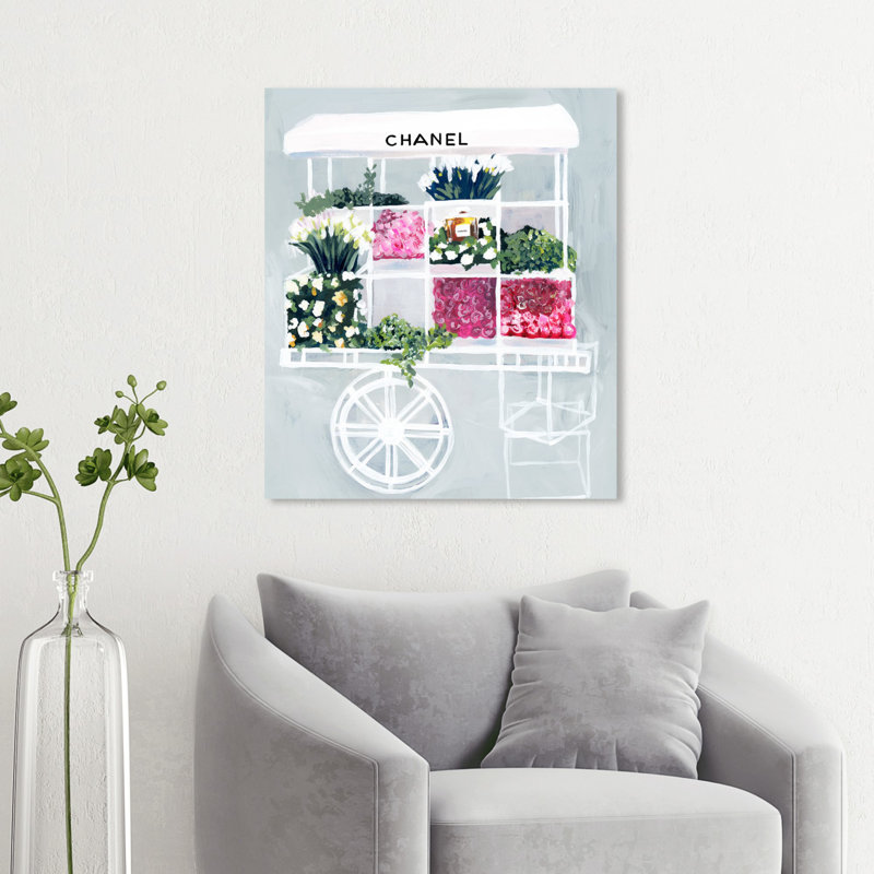 Oliver Gal Fashion Flower Cart Floater Frame Painting Print On