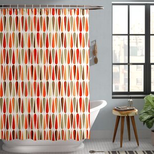 Alexander Retro Home Decor 60s 70s Style Geometric Round Shaped Design With Warm Colors Print Single Shower Curtain
