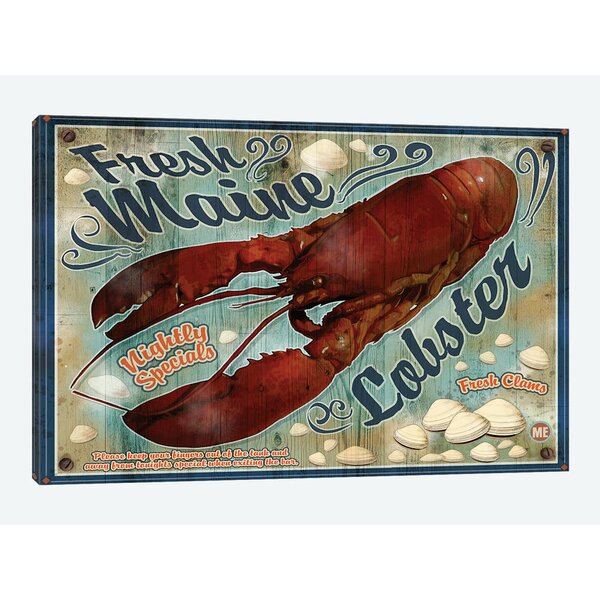 East Urban Home 'Fresh Maine Lobster Sign' Graphic Art Print on Canvas ...