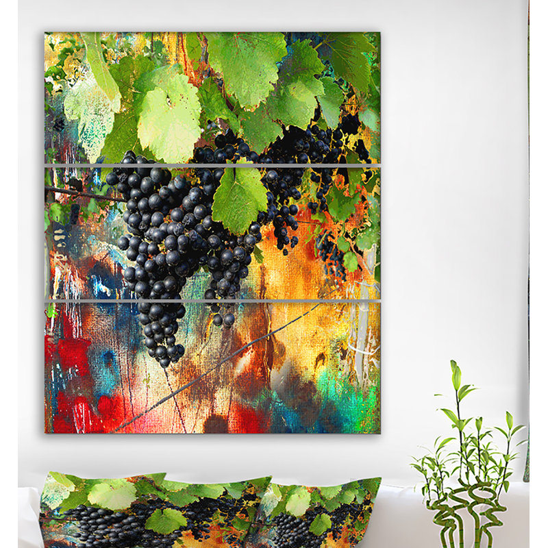 East Urban Home Blue Grape Vine Oil Painting Print Multi Piece