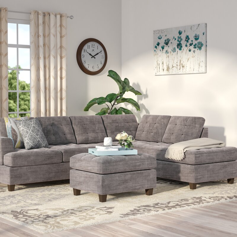Gabbard Reversible Sectional Sofa with Ottoman