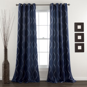 Braelynn Geometric Room Darkening Thermal Grommet Single Curtain Panel (Set of 2)