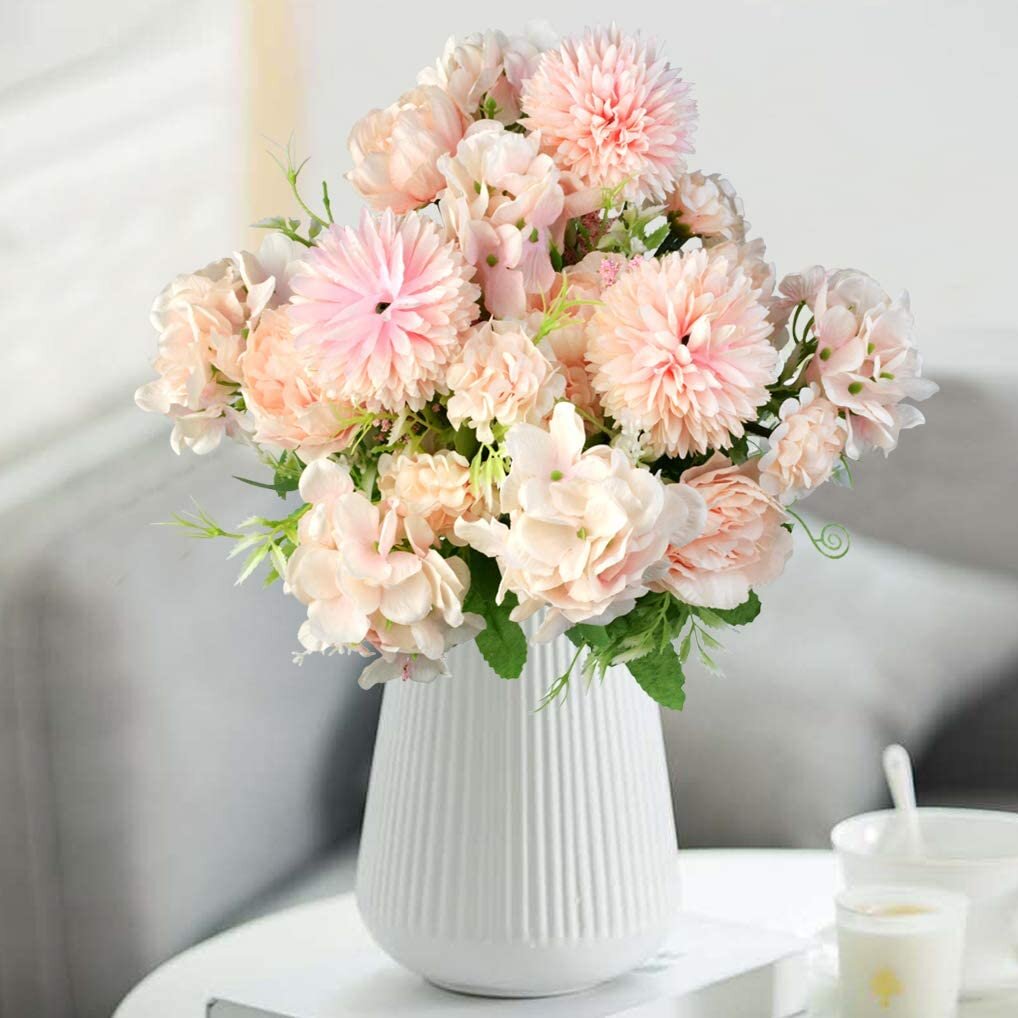 Fake Peony Hydrangea Silk Flowers Artificial Flowers Arrangements Floral 3 Pack 