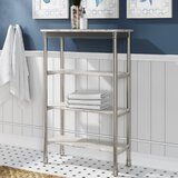 silver bathroom shelves