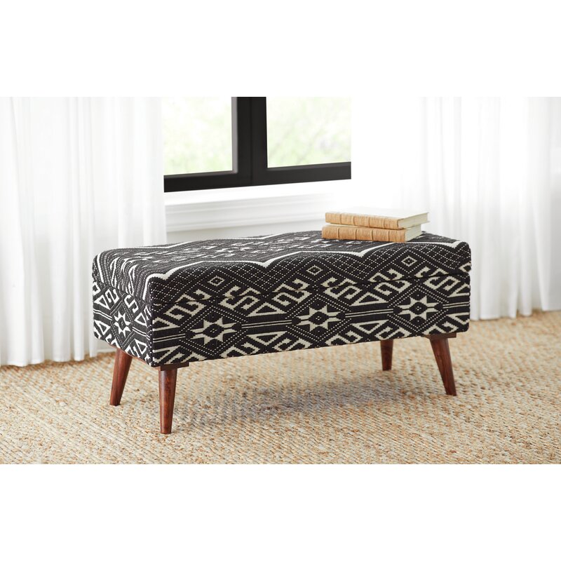 Bungalow Rose Upholstered Bench Black And White & Reviews | Wayfair