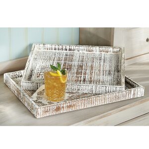 Wood 2 Piece Serving Tray Set