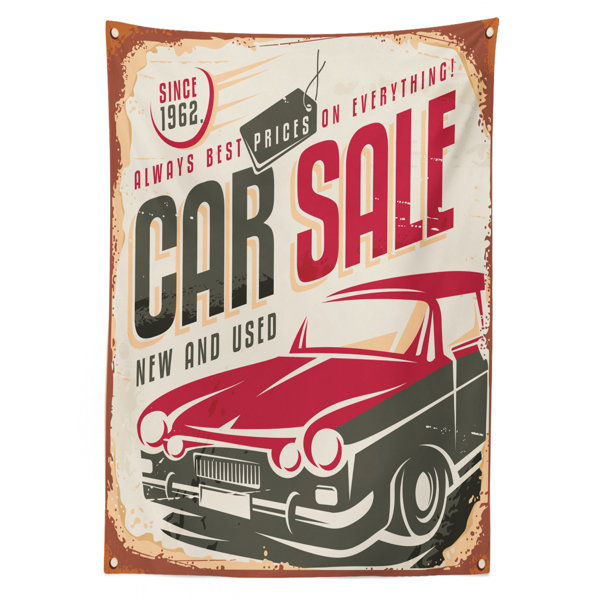 East Urban Home Ambesonne Retro Tablecloth Nostalgic Car Sale