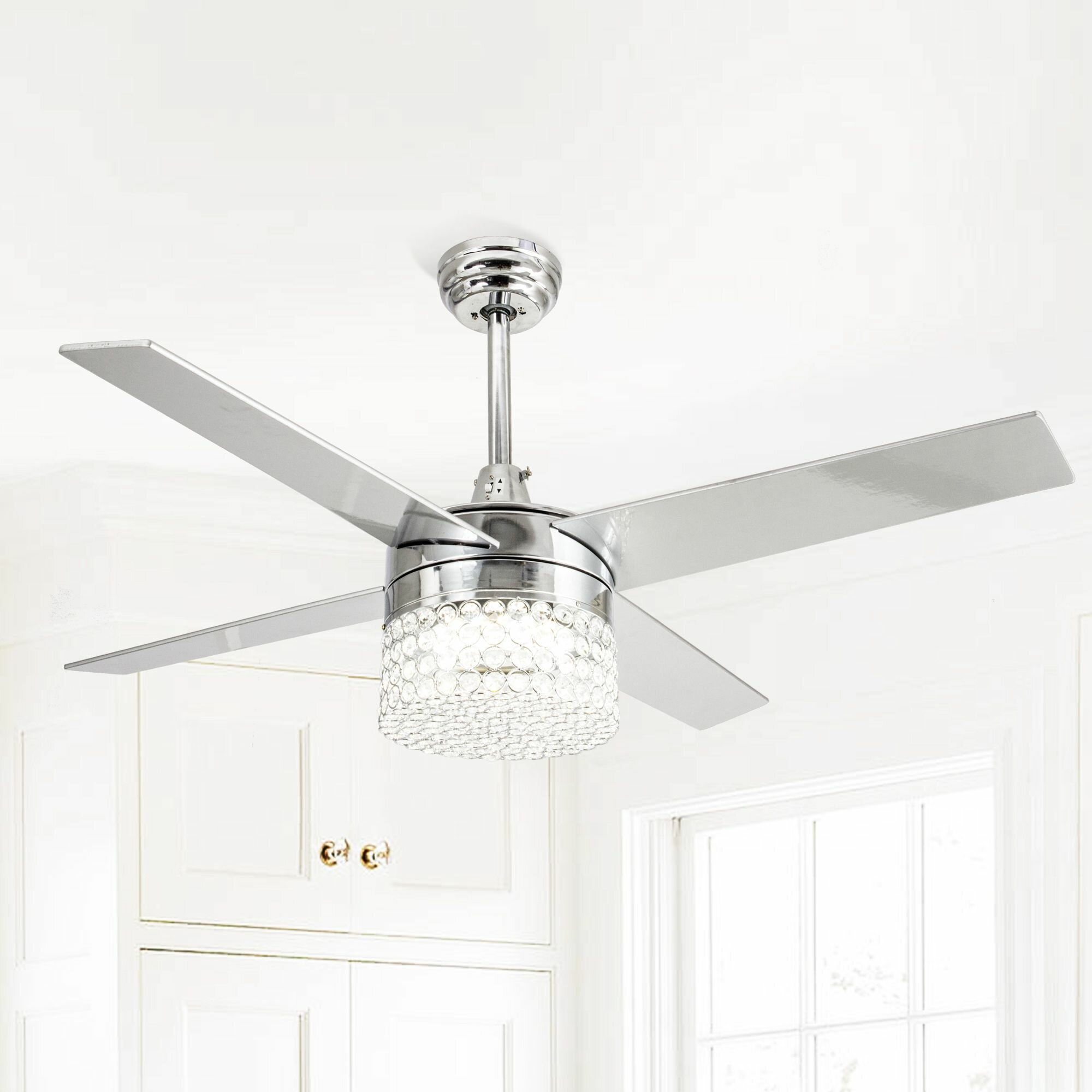 Marchand Crystal 4 Blade Led Ceiling Fan With Remote Light Kit Included