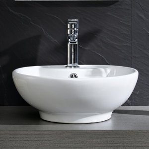 Modern Vitreous Circular Vessel Bathroom Sink with Overflow