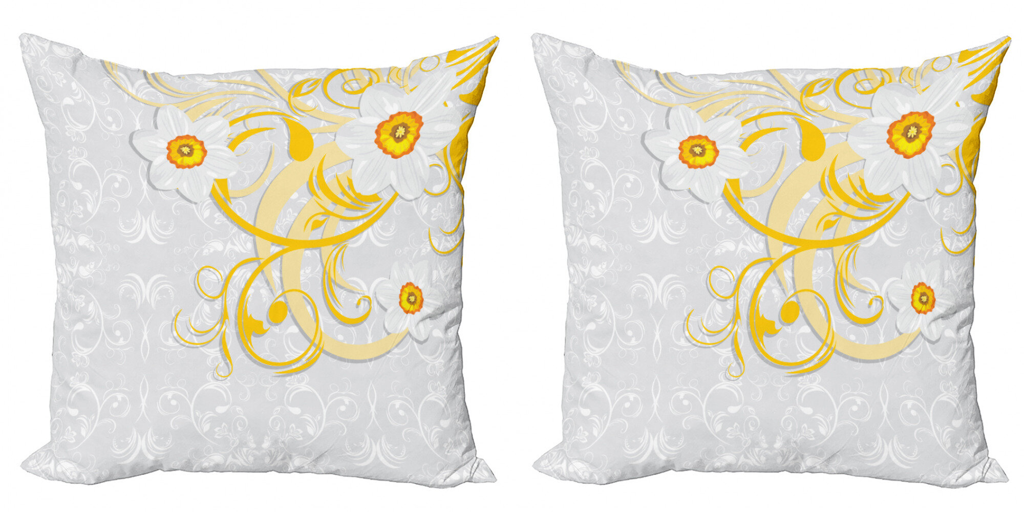 Batmerry Spring Pillows Decorative Throw Pillow Covers 18x18 Inch Set of 2 Spring White Daffodils Flowers Delicate Pattern Double Sided Square Pillow Cases Pillowcase Sofa Cushion