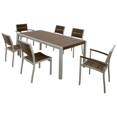 Trex Outdoor Surf City 7 Piece Dining Set Colour: Textured Silver / Vintage Lantern