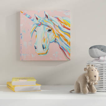 Zoomie Kids Imagine Dream Believe Unicorn Acrylic Painting Print