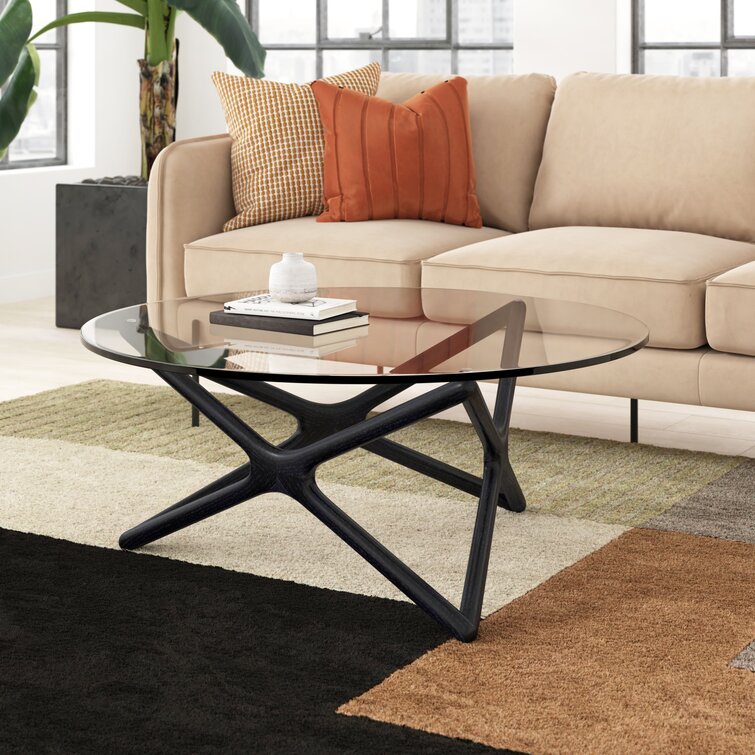 pocola solid wood cross legs coffee table