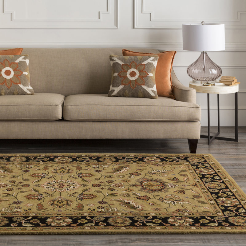 Charlton Home Stanford Oriental Handmade Tufted Wool Tan Black