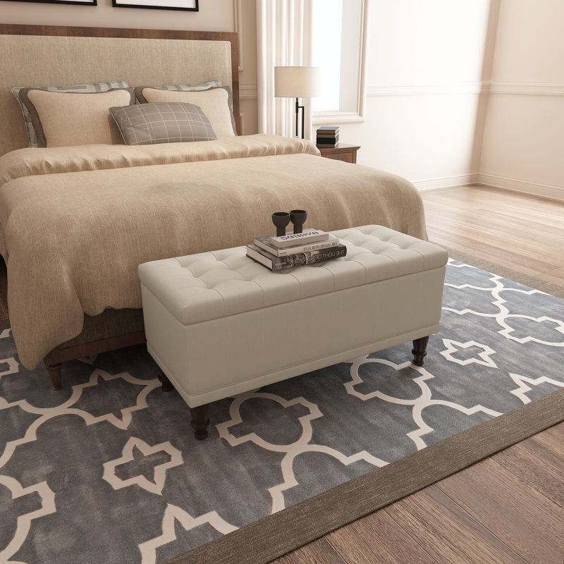 Charlton Home Noell Sturdy Rectangular Lift Top Tufted Storage Ottoman Reviews Wayfair