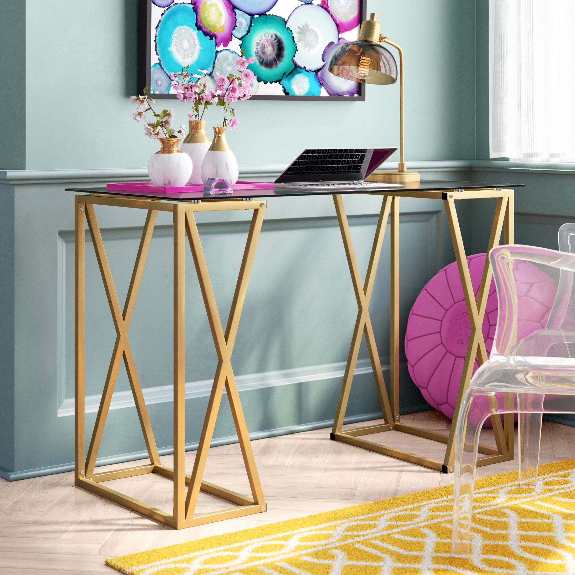 Modern Rustic Interiors Davenport Glass Desk Reviews Wayfair