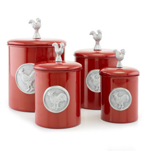 Red Kitchen Accents Wayfair Red Rooster 4 Piece Kitchen Canister Set