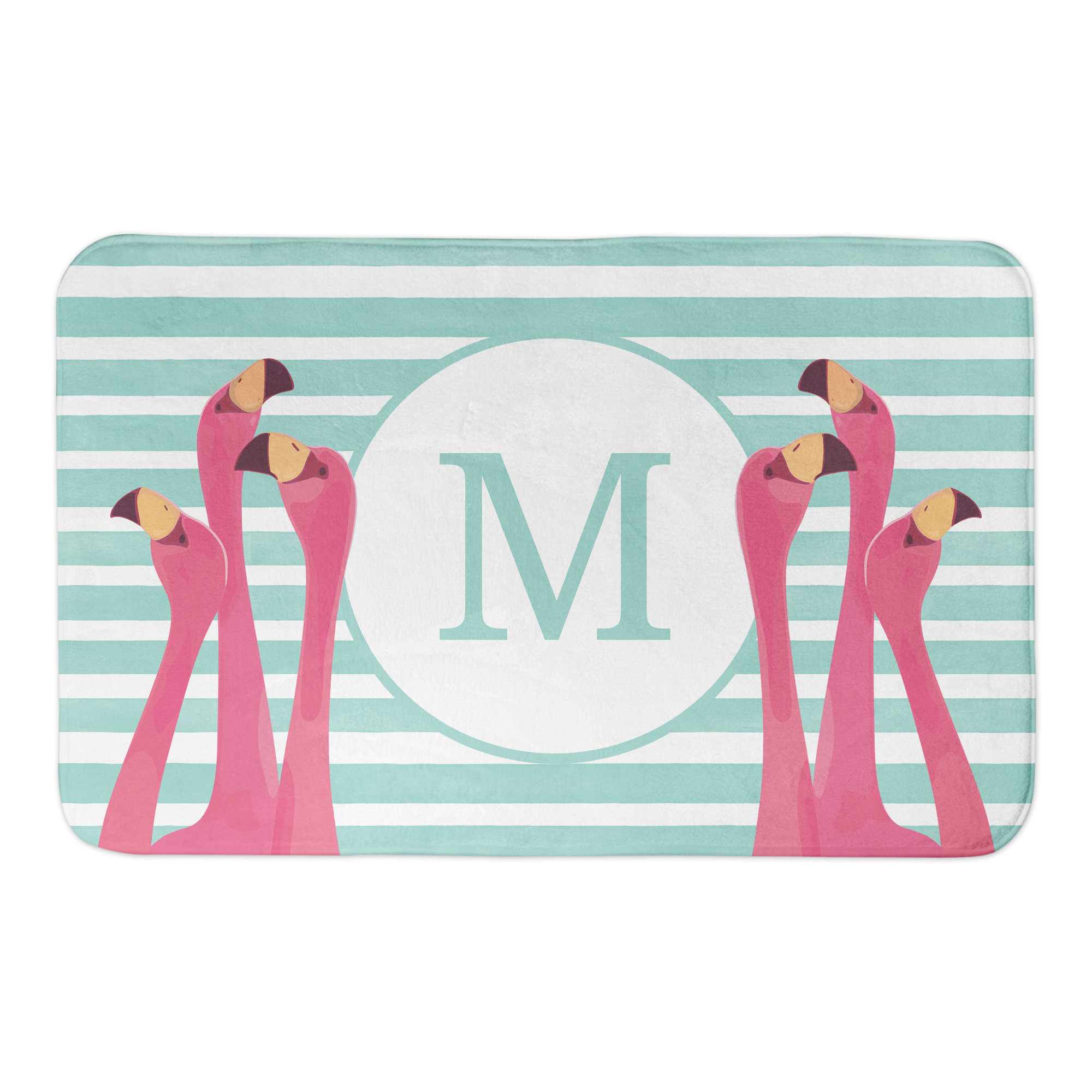 Bayou Breeze Mariann Monogram Flamingos Bath Rug Wayfair