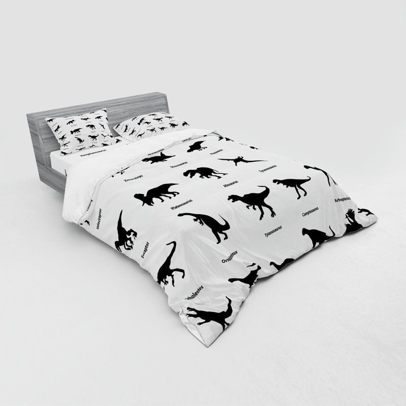 white dinosaur bedding