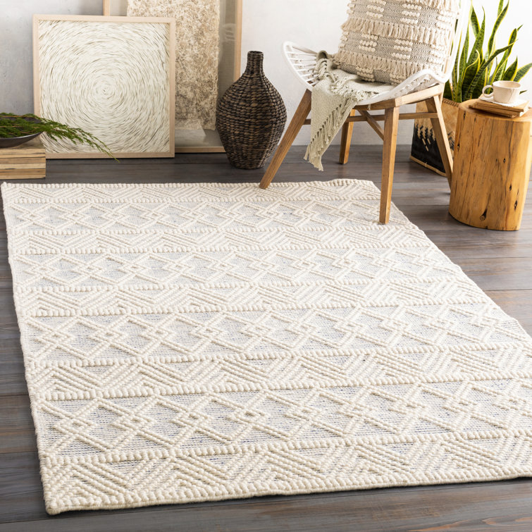Joss Main Ilsa Geometric Handmade Flatweave Wool Blue White Area Rug Reviews Wayfair