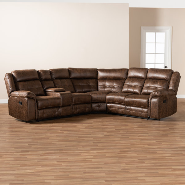 Red Barrel Studio Latona 187 Wide Faux Leather Symmetrical Reclining Corner Sectional Wayfair
