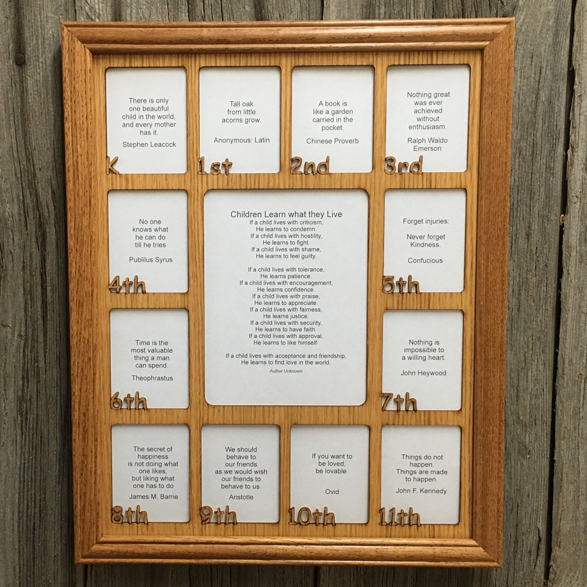 Dark Gray Frame Northland School-Years Picture Frame Personalized Black Insert Holds Twelve 2.5 x 3.5 School Photos and 5 x 7 Graduation Picture Customizable with any name