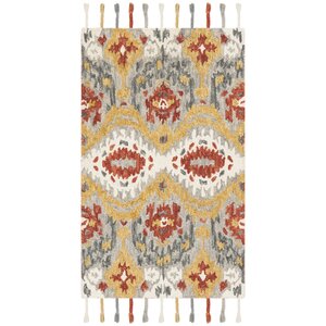 Niederanven Hand Tufted Wool Gray/Yellow Area Rug