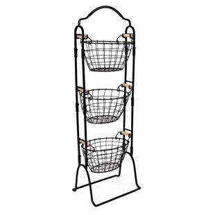 4 Tier Plastic Fruit Vegetable Basket Rack Stand Kitchen Storage Unit Detachable 